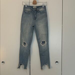 NWOT Lagence High Line High Rise Light Blue Distressed Ankle Jeans